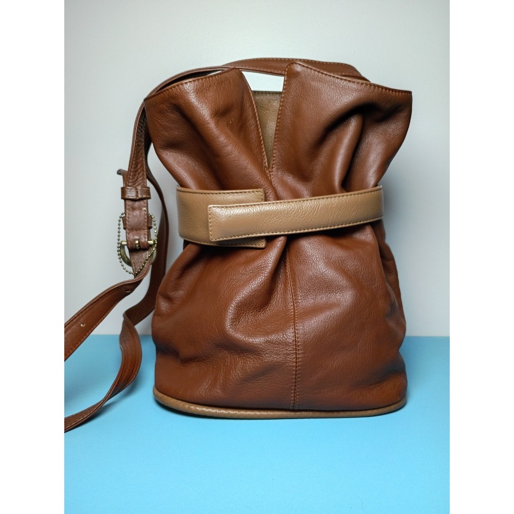 J.P. Ourse Cie Leather Bucket Bag Cognac with Tan Belt Strap Bolivia Cowhide Y2K